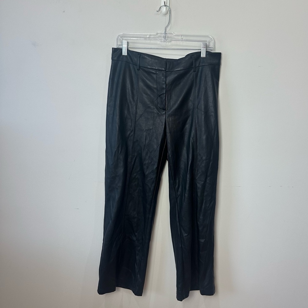 7 for all Mankind Faux Leather Trouser Pants Black